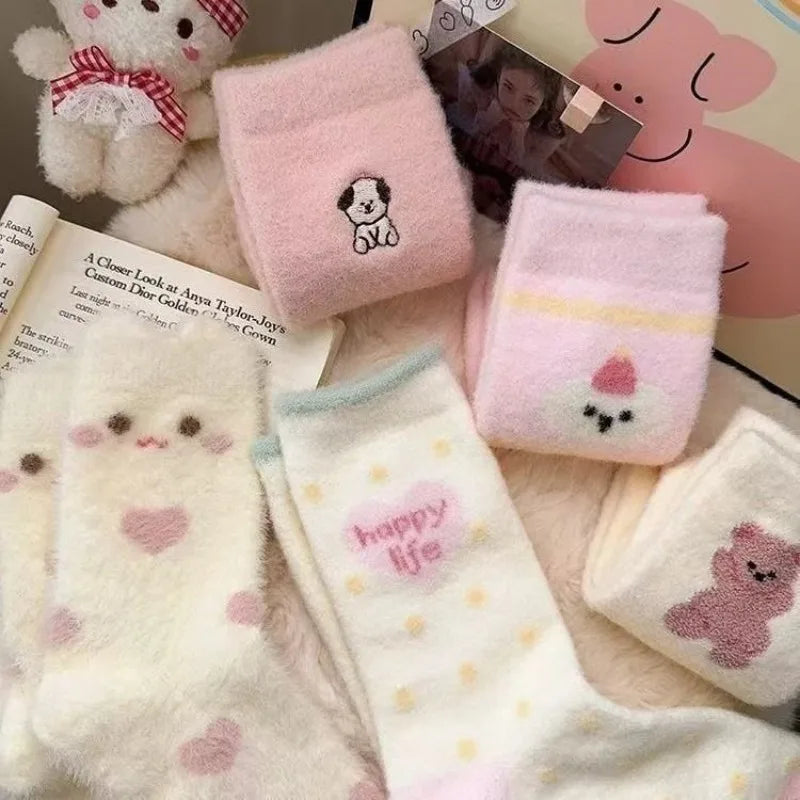 Kawaii Cute Bear/Dog/Unicorn Soft Warm Fluffy Socks