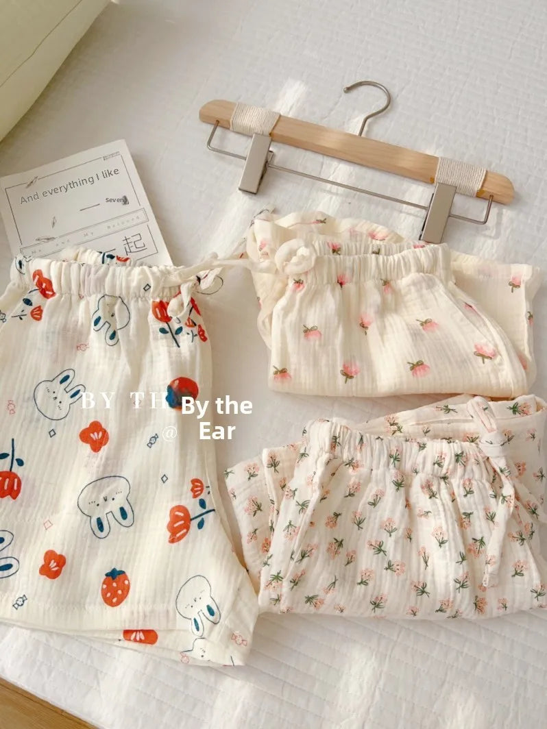 Thin Pure Cotton Bubble Cotton Gauze Sweet Loose High Waist Full Cotton Shorts