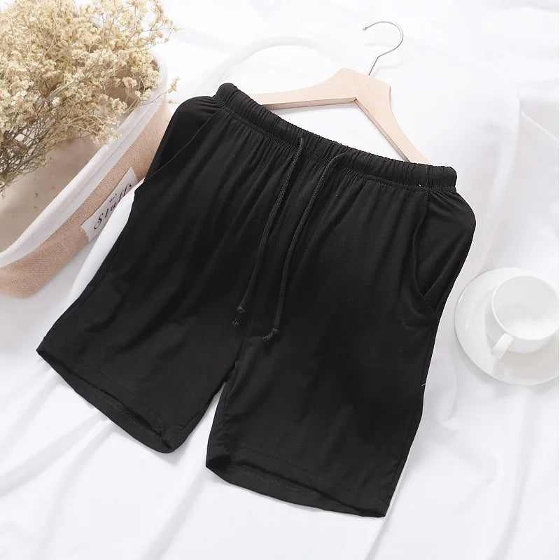 Loose Elastic Waist Solid Sleep Bottoms
