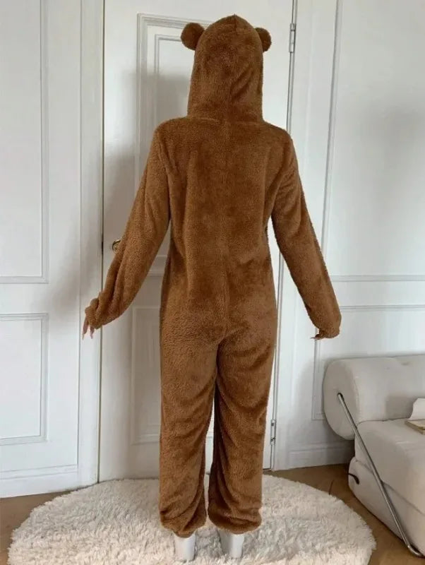 Leopard & Brown Patterned Fleece One-Piece