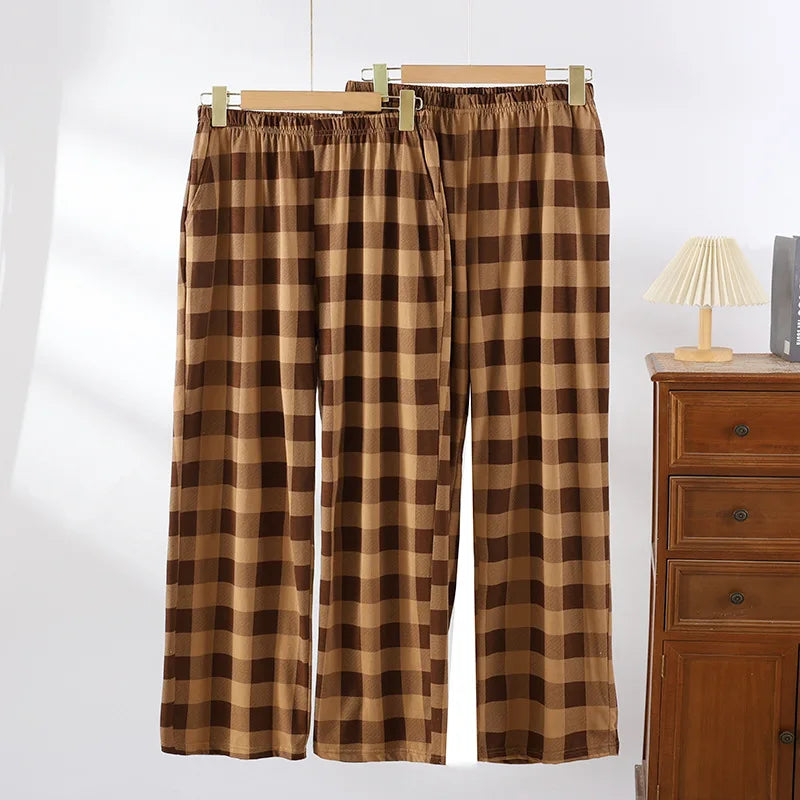 Knitted Checkered 100% Cotton Casual Home Pants