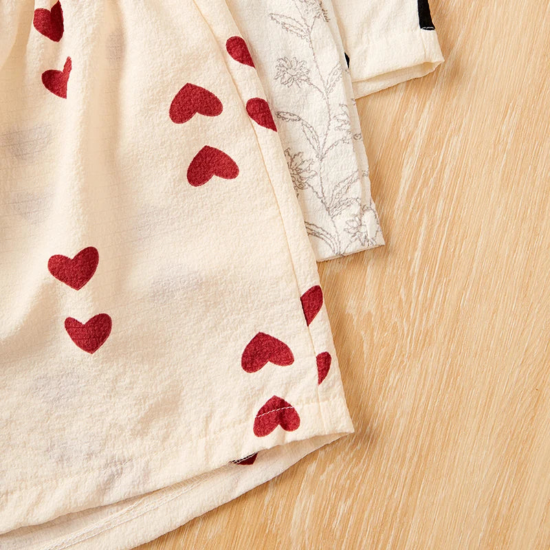 3 Piece Graphic Shorts Soft Comfort Bottoms Casual Sleepwear Loungewear