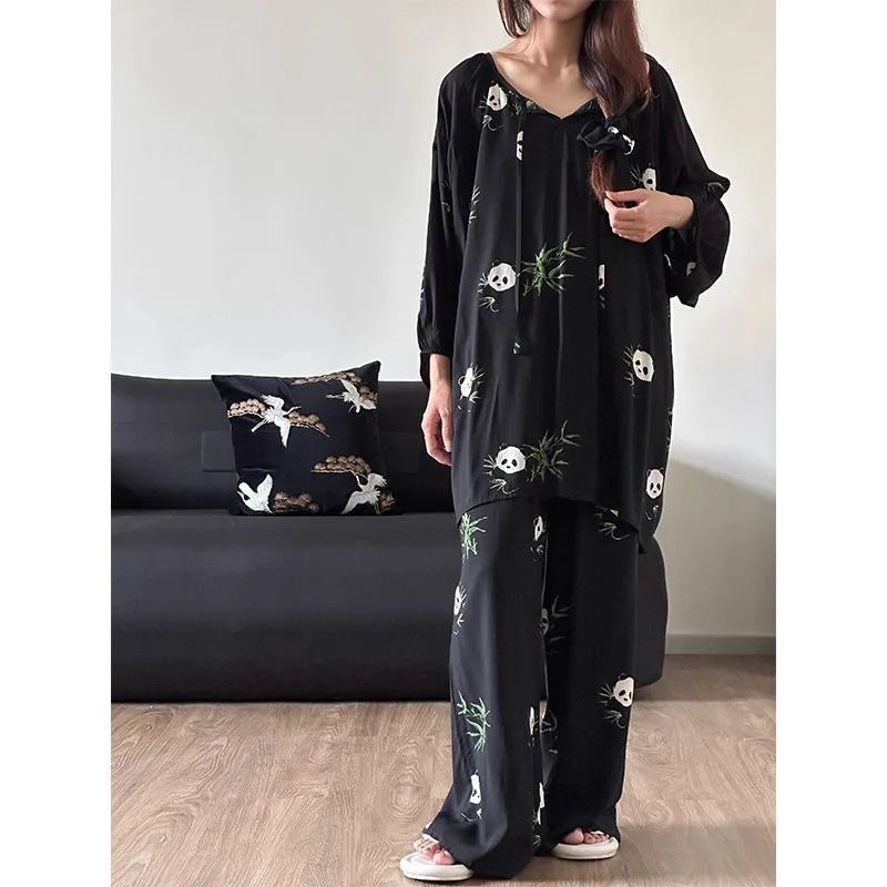 Warm Animal Print Cotton Lounge Set