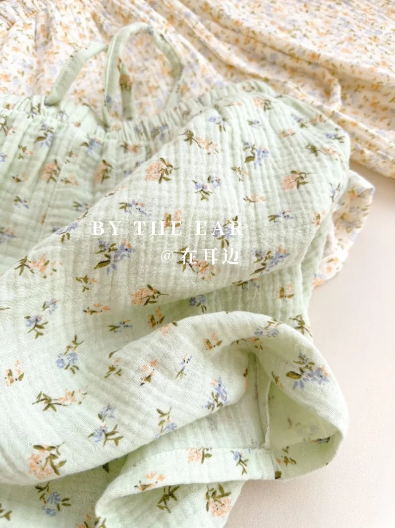 Thin Pure Cotton Bubble Cotton Gauze Sweet Loose High Waist Full Cotton Shorts