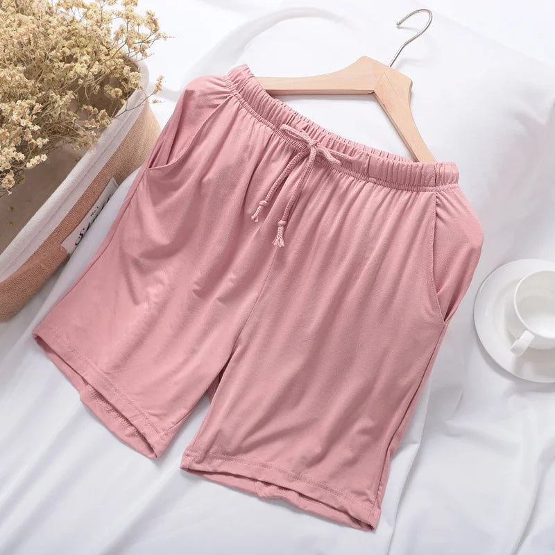 Loose Elastic Waist Solid Sleep Bottoms