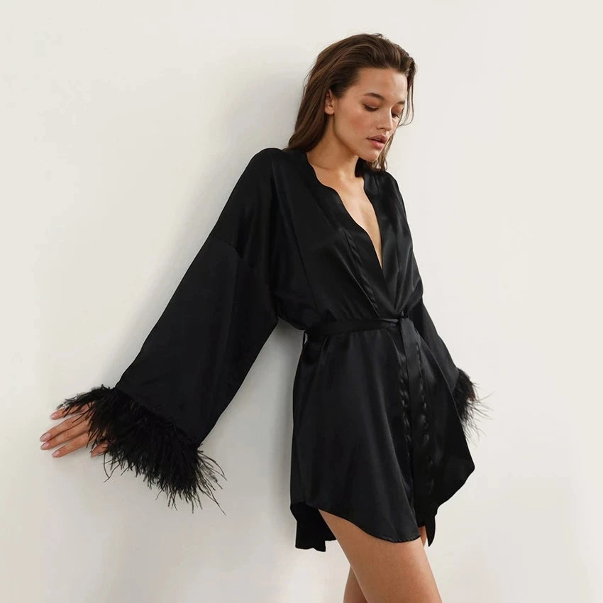 Satin Sexy Mini Long Sleeve Loose Dress