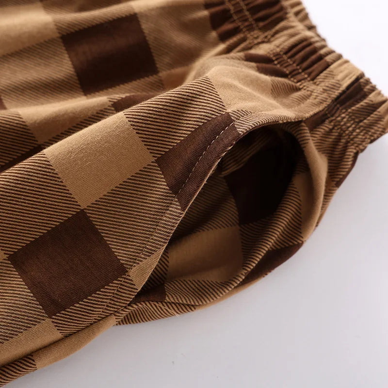 Knitted Checkered 100% Cotton Casual Home Pants