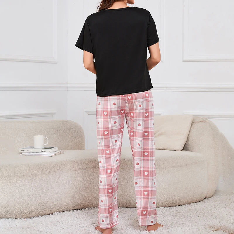Soft Cozy Short Sleeve Tops & Shorts and Pants Sleepwear 3 Piece