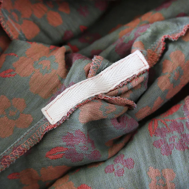 Jacquard Cute and Fresh Flower Pants 100% Cotton Loose Closing Home Pants