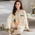 Women's Cardigan Long-sleeved Long Pants Cotton Comfortable Pajamas