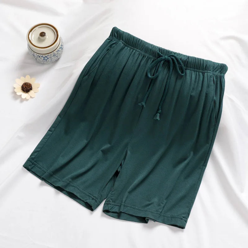 Loose Elastic Waist Solid Sleep Bottoms