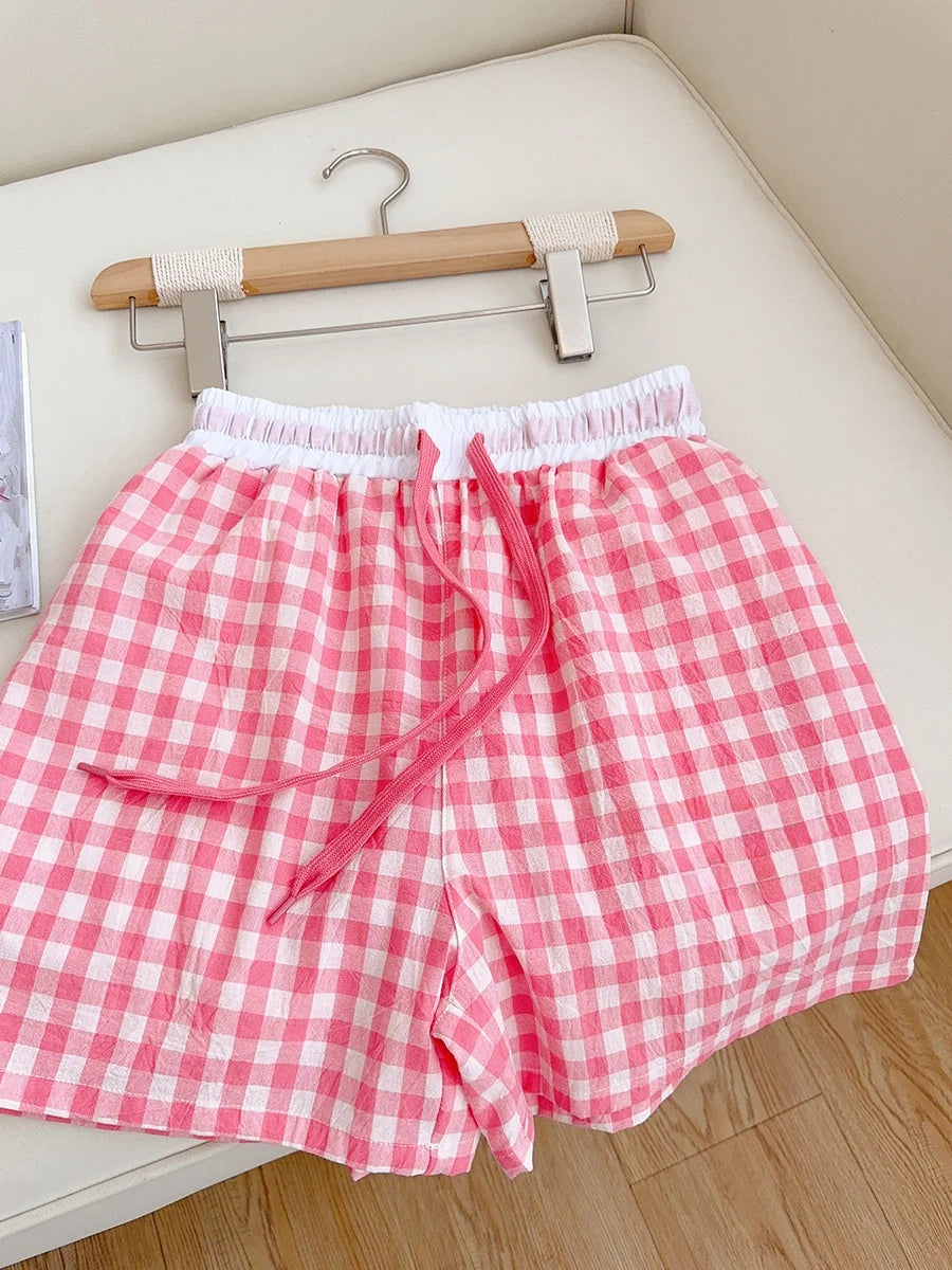 Cotton Flannel Wide Leg Leisure Pants Elastic Waist