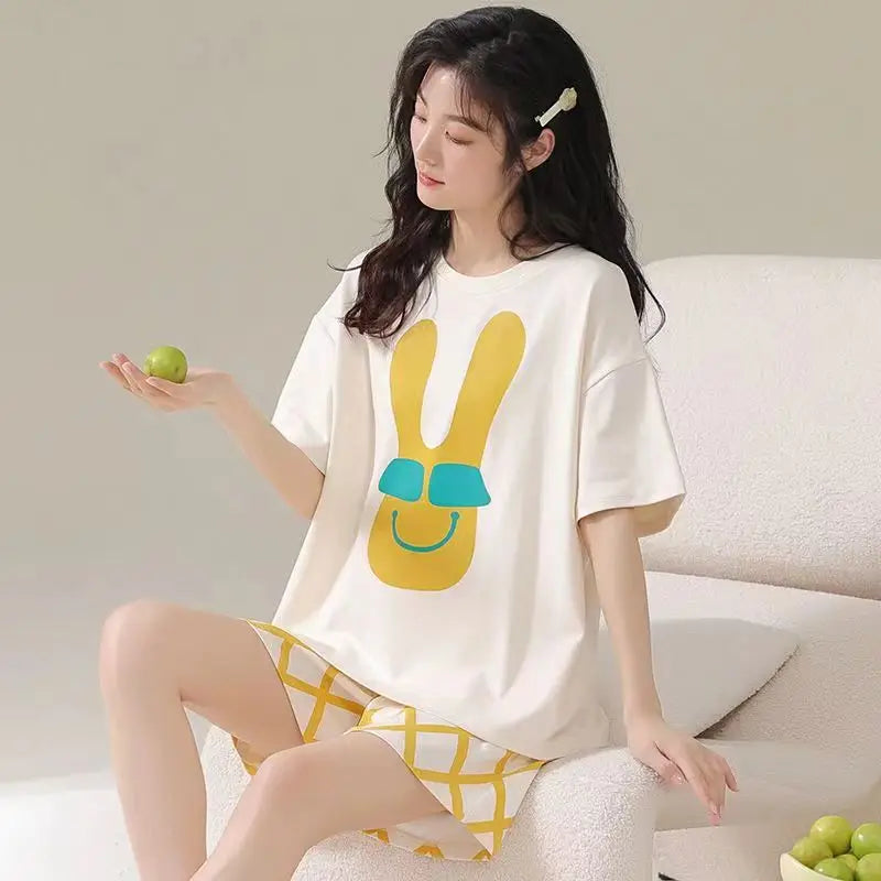 Oversized Loose-Fitting Short-Sleeved Short Pants Set