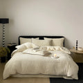 Thickened Warm Light Luxury Simple Carved Fleece Four-Piece Set Milk Fleece Bed Sheet Quilt Cover
