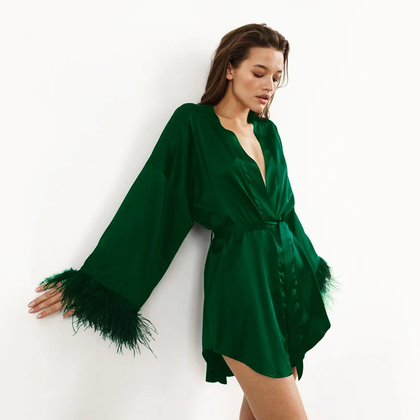 Satin Sexy Mini Long Sleeve Loose Dress