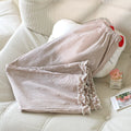 Loose Size Plaid Pajama Pants Elastic Waist Casual Homewear Women Nine-point Trousers