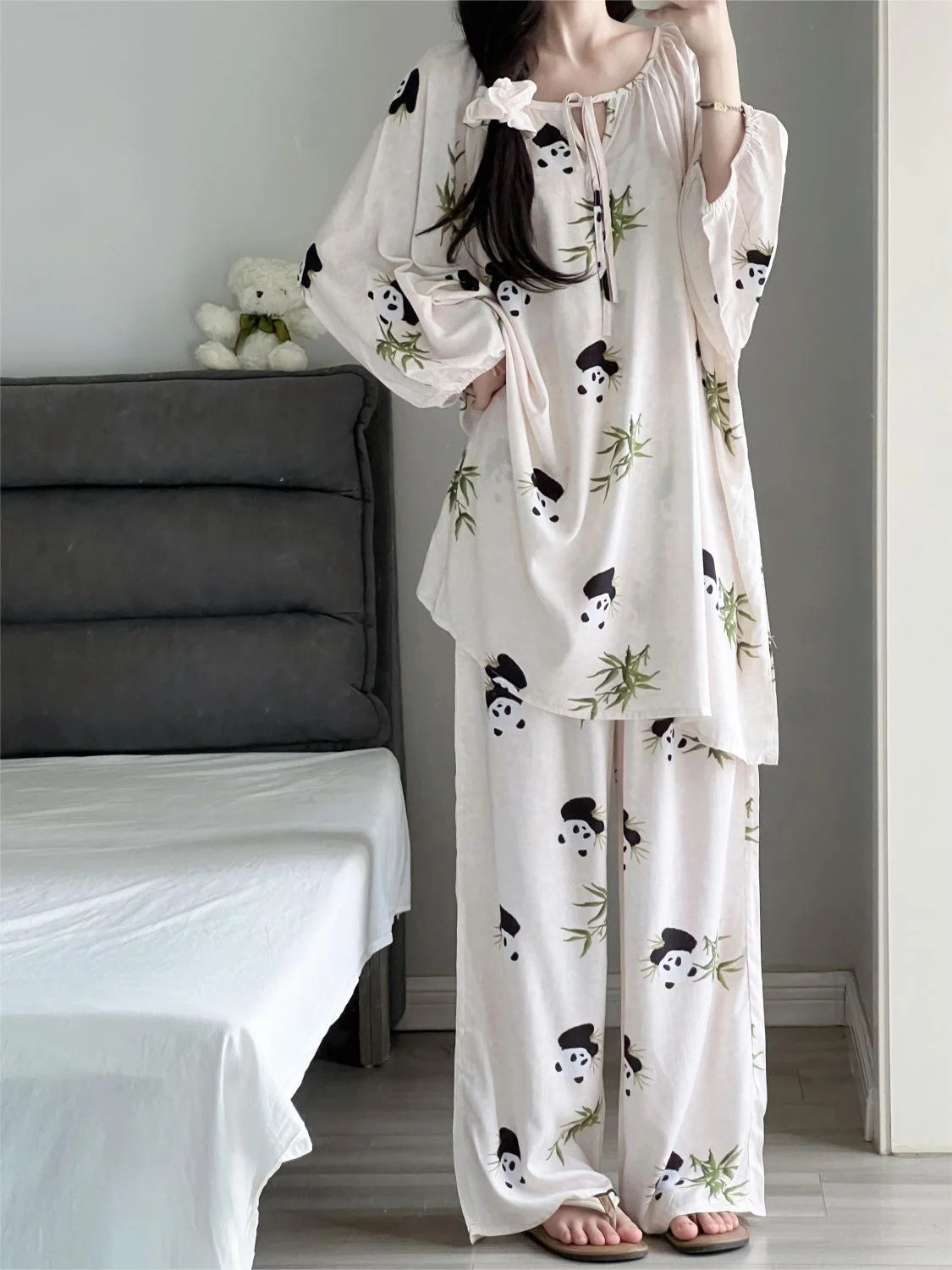 Warm Animal Print Cotton Lounge Set