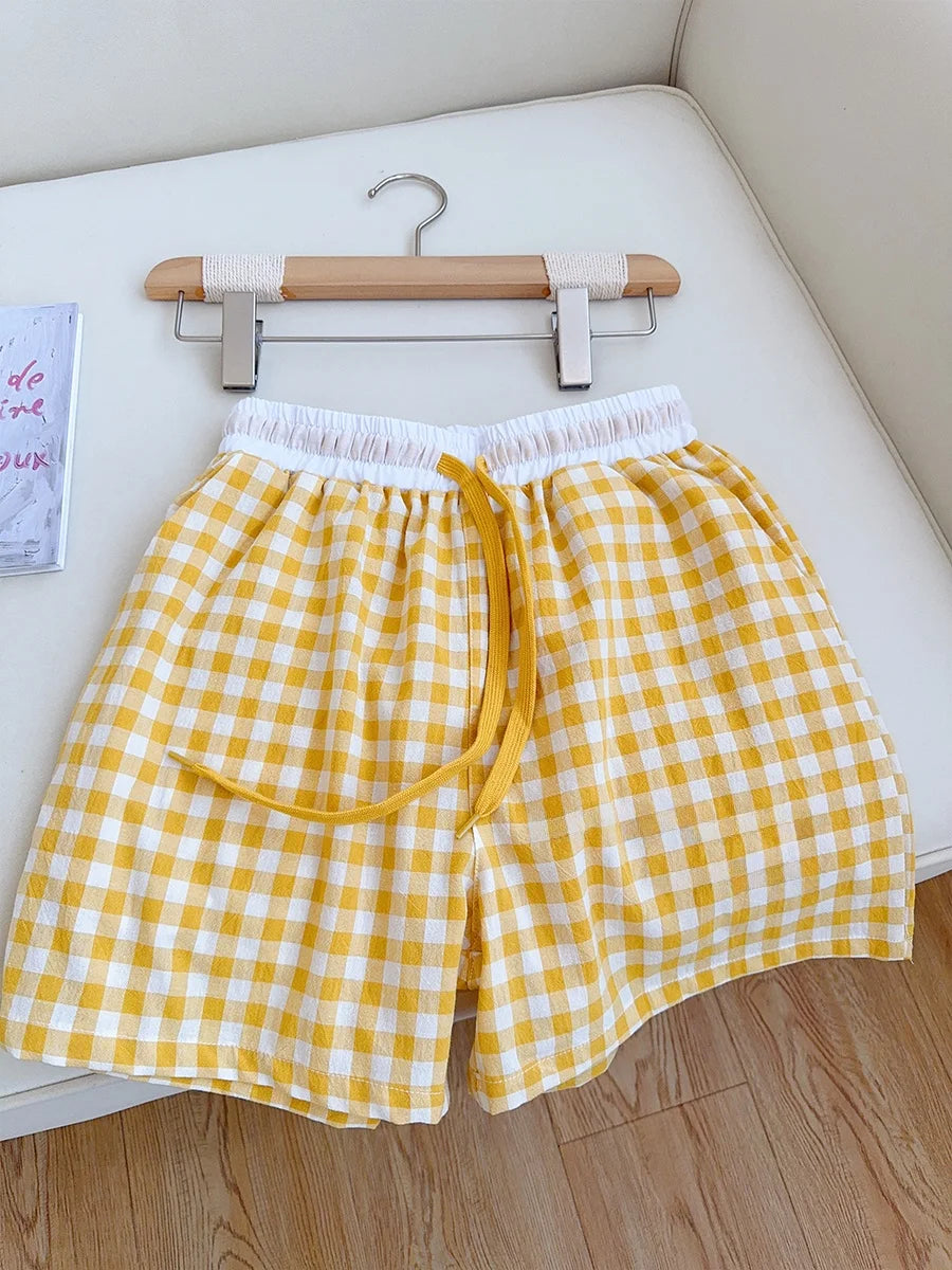 Cotton Flannel Wide Leg Leisure Pants Elastic Waist