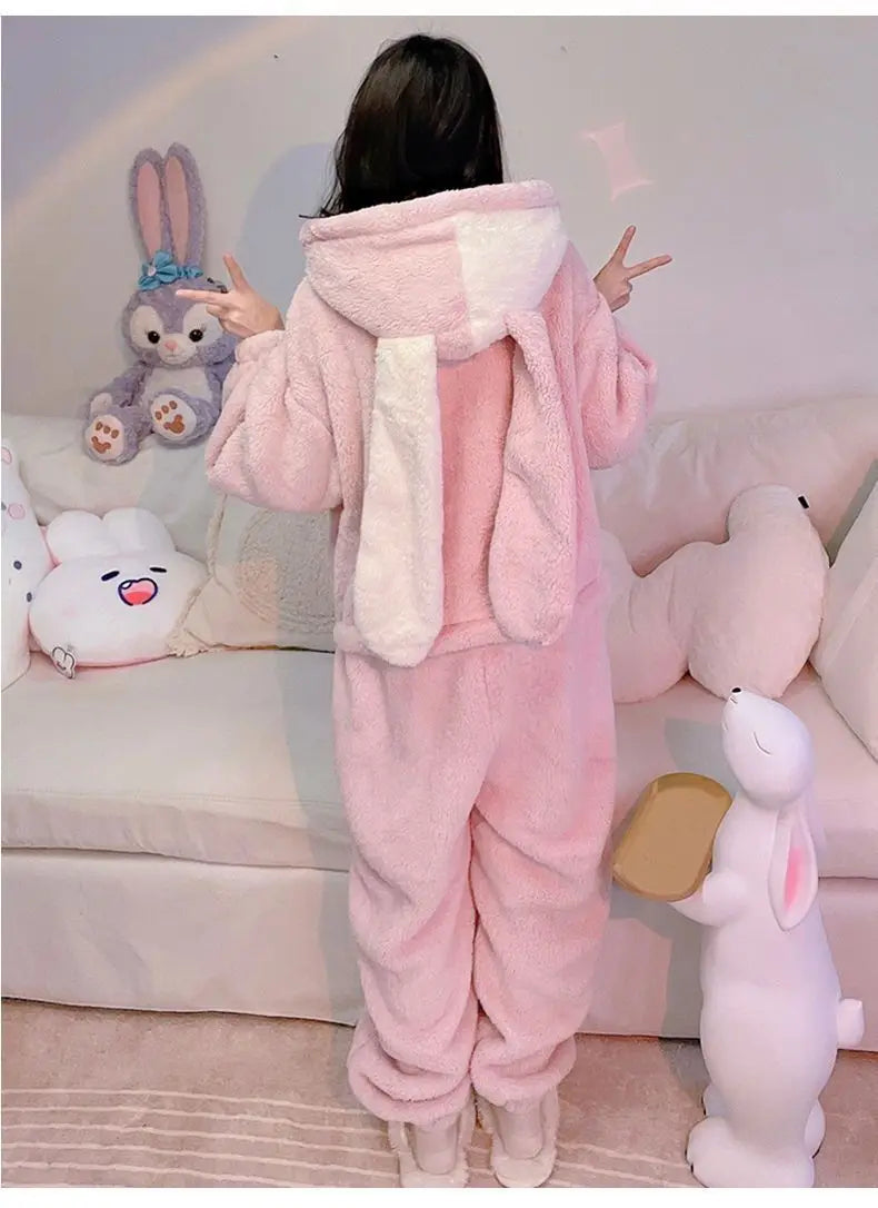 Kawaii Velvet Cute Rabbit Kigurumi Unicorn Cartoon Hooded Onesies