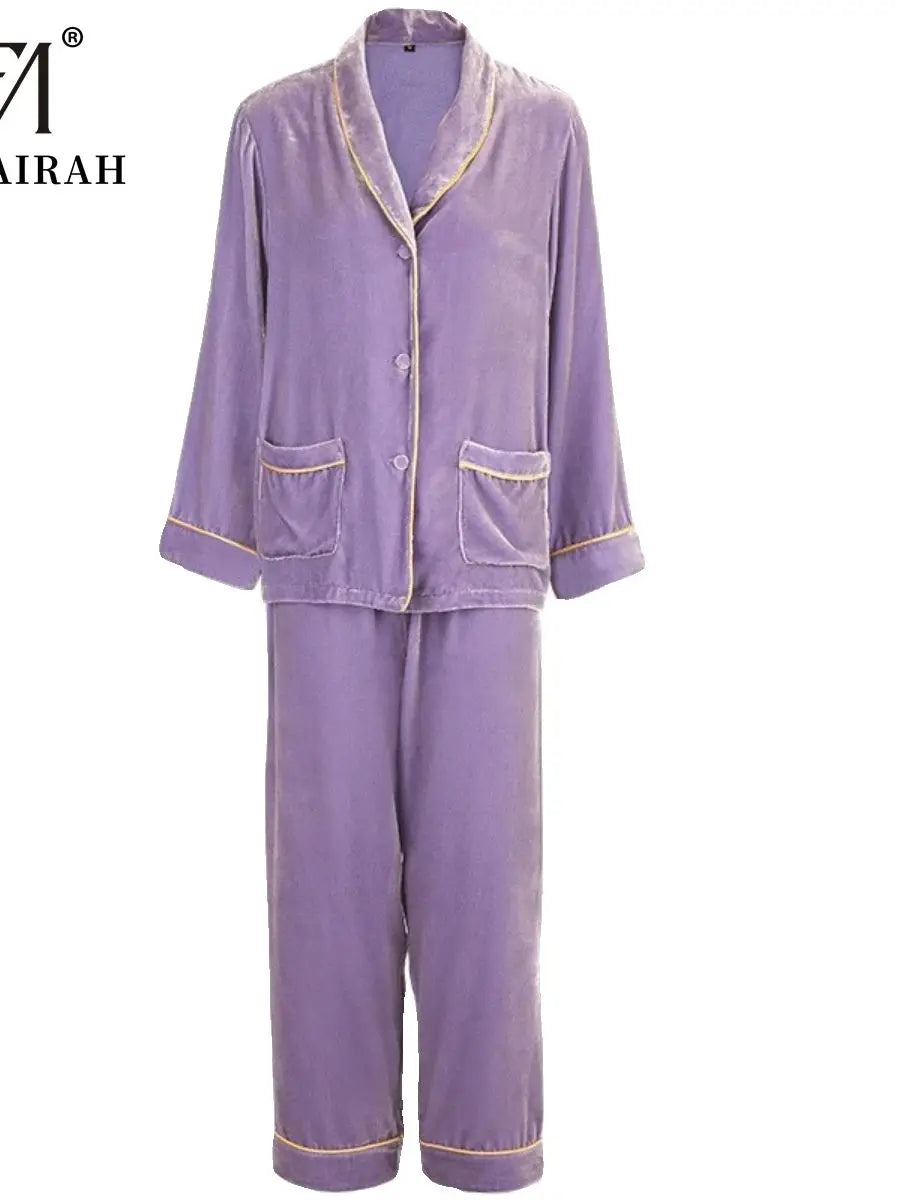 Purple Silk 100% Velvet Two-piece Set