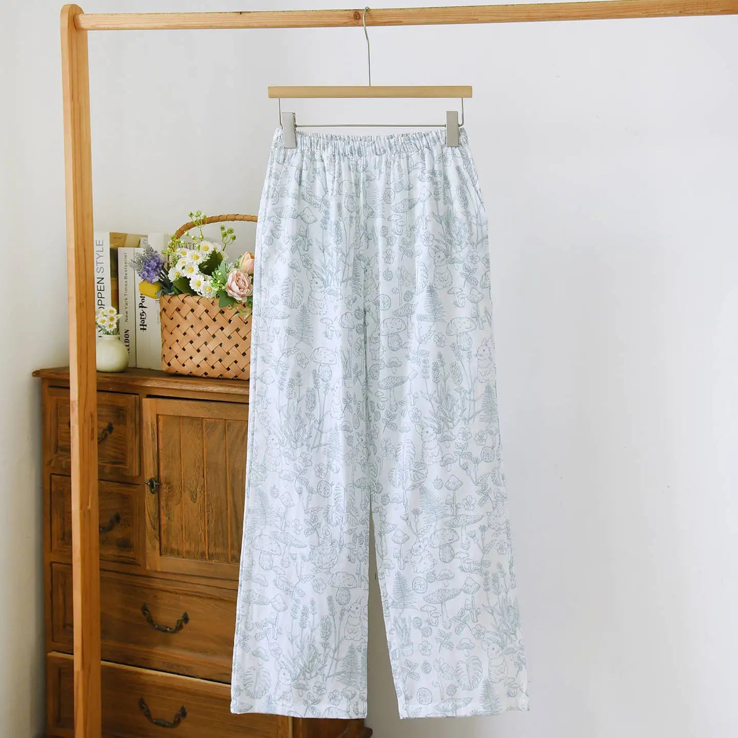 Women's Sleeper 100% Cotton Multi Color Printed Pants Casual Loose Bottoms