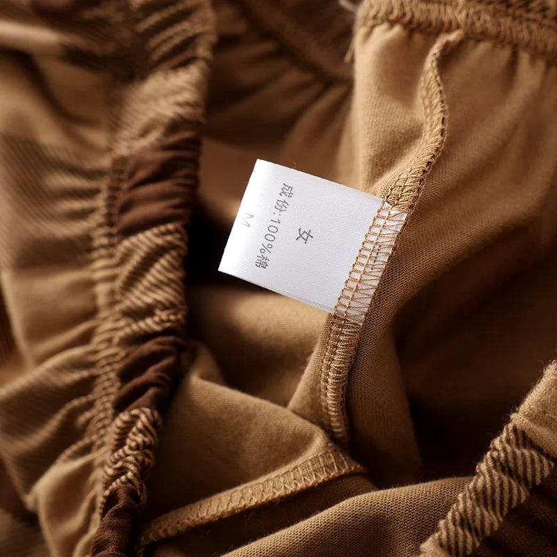 Knitted Checkered 100% Cotton Casual Home Pants