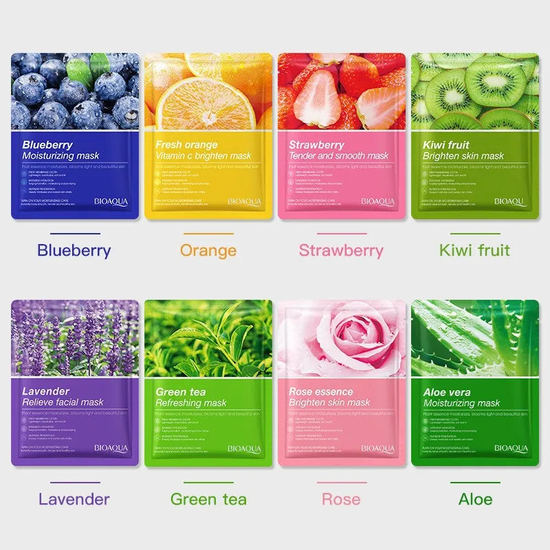 Natural Plant Face Mask Beauty Skincare Facial Masks Moisturizing Firming Hydrating Facial Mask Face Care Korean Cosmetics 8pcs