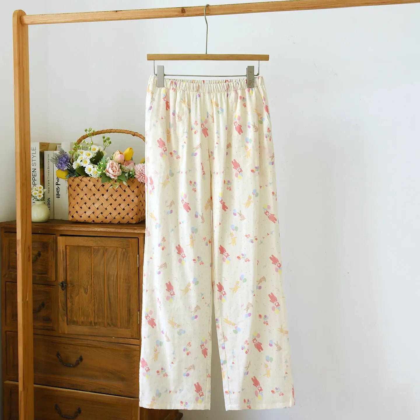 Women's Sleeper 100% Cotton Multi Color Printed Pants Casual Loose Bottoms