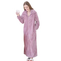 Ultra Long Thick Warm Bathrobe Thermal Flannel with Zipper