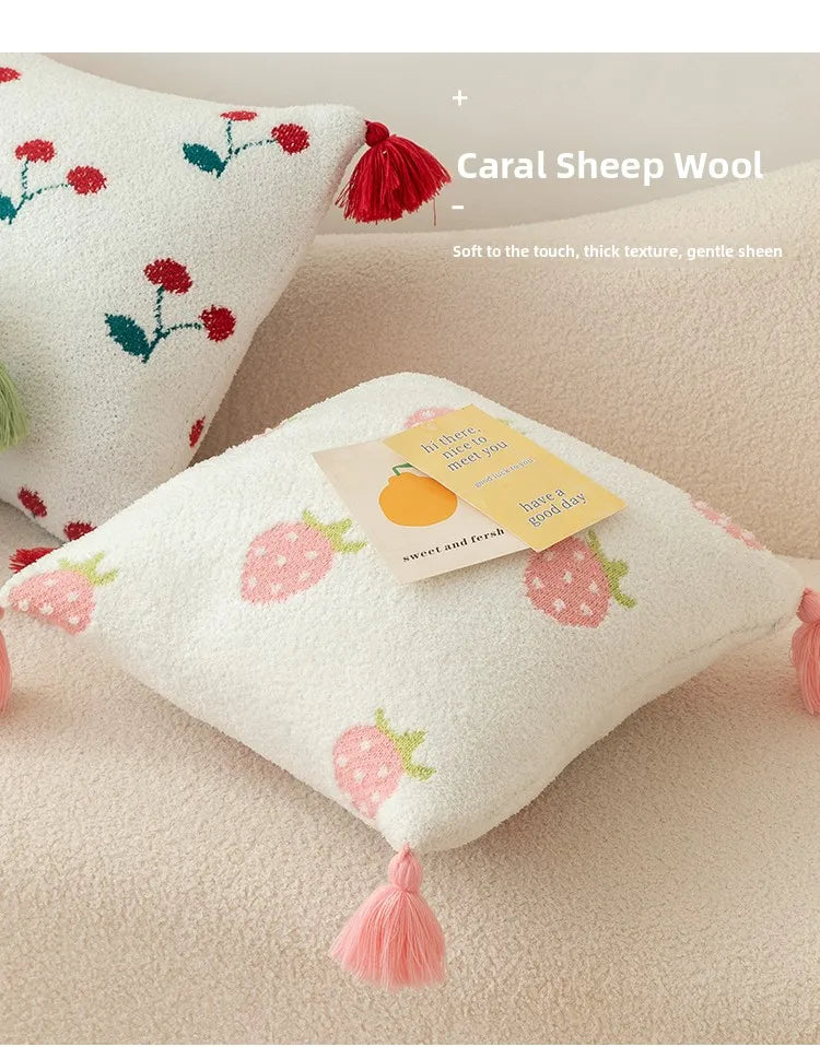 Tussle Style Plush Pillowcase Flower & Fruit Patterns
