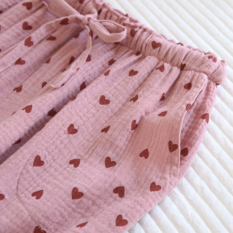 Cotton 100% Love Print Bottoms Sleepwear