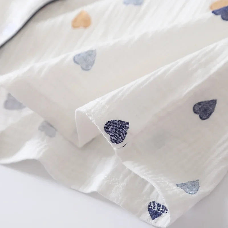 Ladies Cotton Short Sleeve Cute Heart-shaped Pajamas