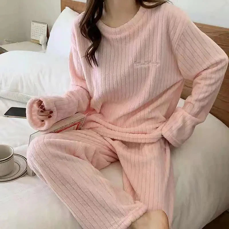 Home-wear Suit Coral Velvet Leisure Pajamas Padded