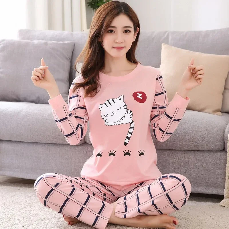 Round Neck Long Sleeve Pajamas