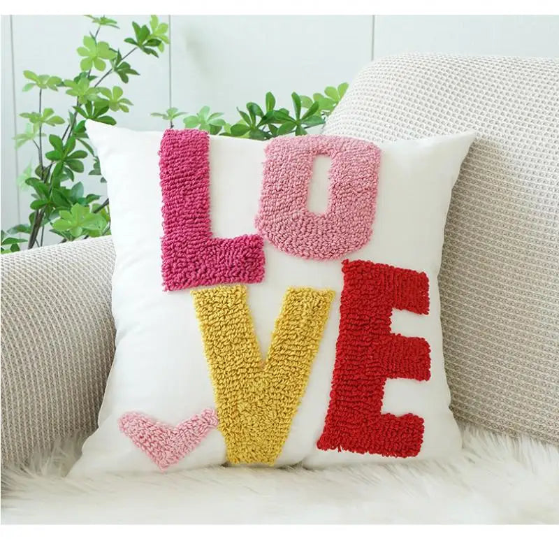 Sweet Velvet Jacquard Embroidery Throw Sofa Pillow Cover