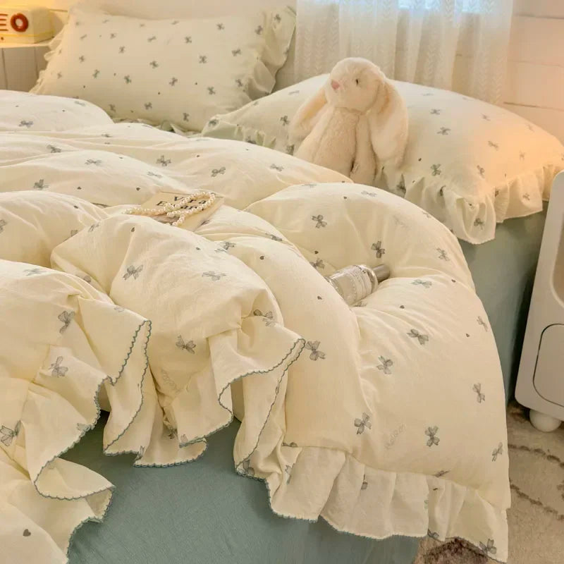 Princess Style Bedding Sets Ruffle Lace Quilt Cover Romantic Bedroom Duvet Cover