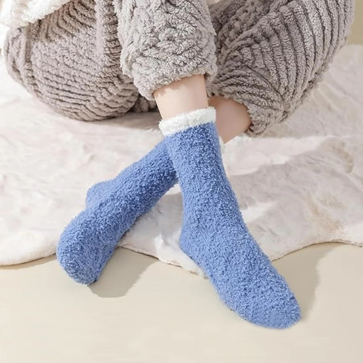 Pairs of Fuzzy Soft Cozy Fluffy Slipper Plush Socks