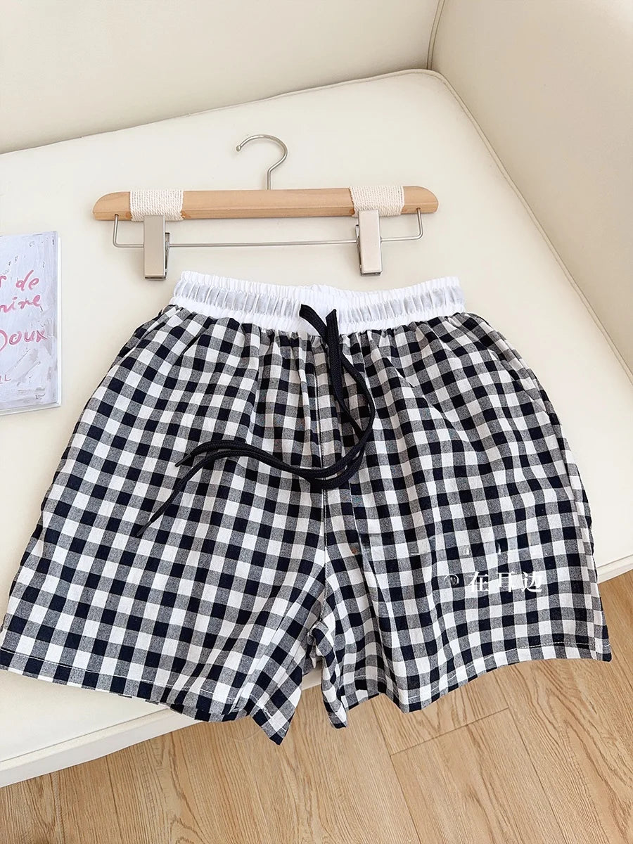 Cotton Flannel Wide Leg Leisure Pants Elastic Waist