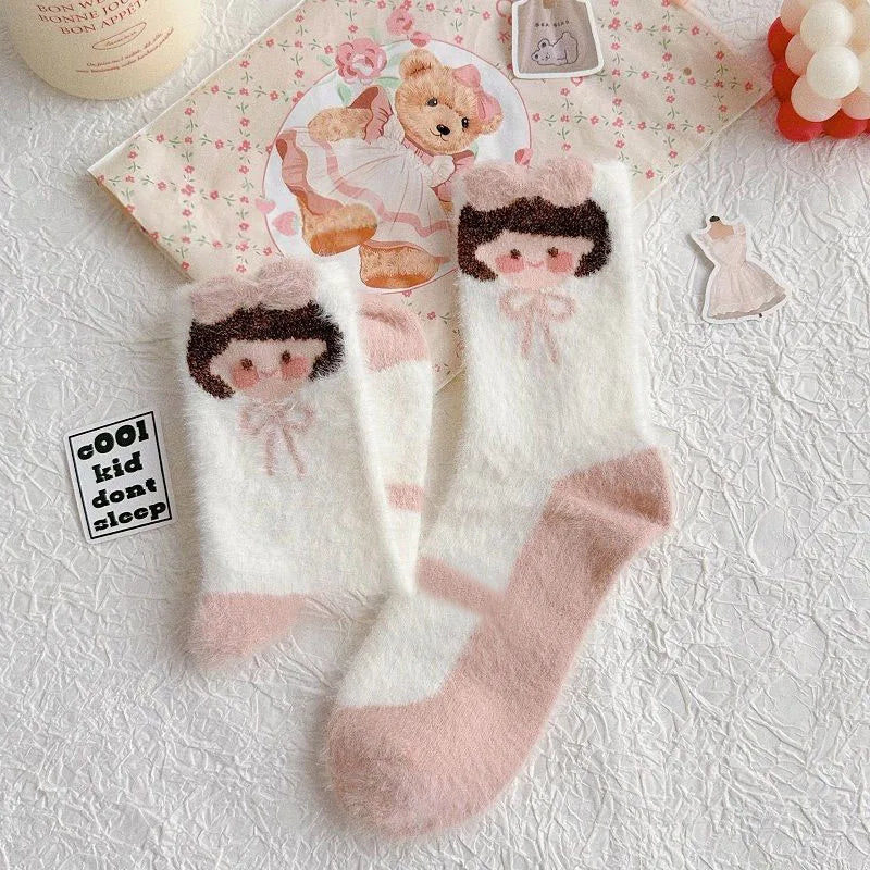 Strawberry Print Coral Fleece Sleeping Socks