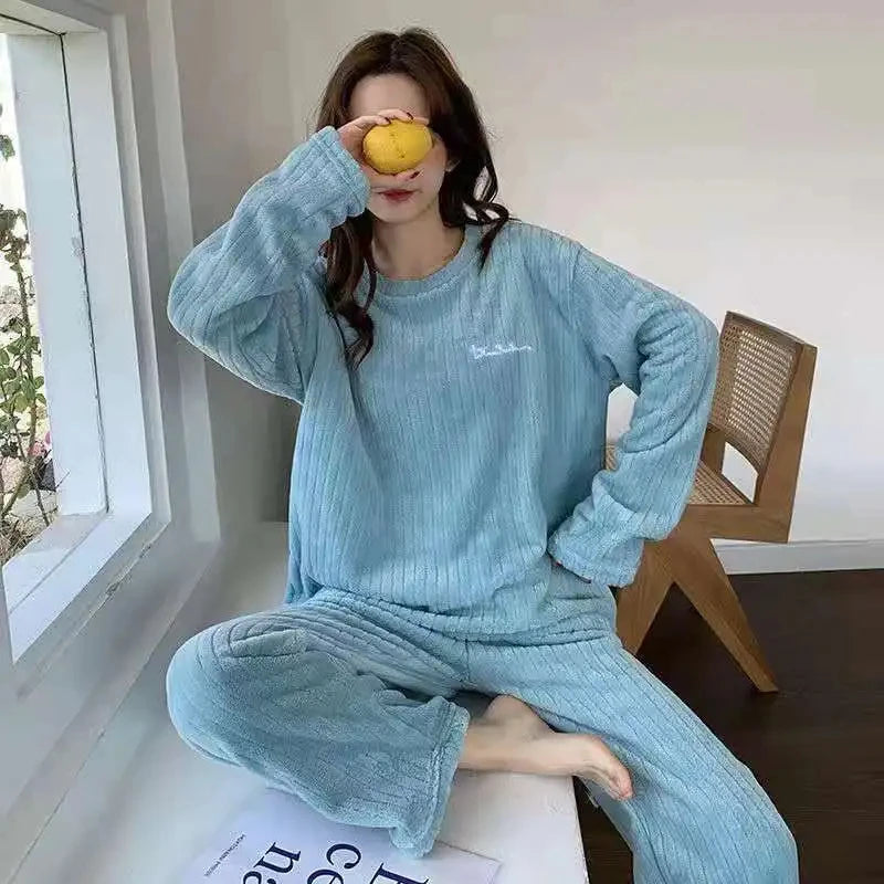 Home-wear Suit Coral Velvet Leisure Pajamas Padded