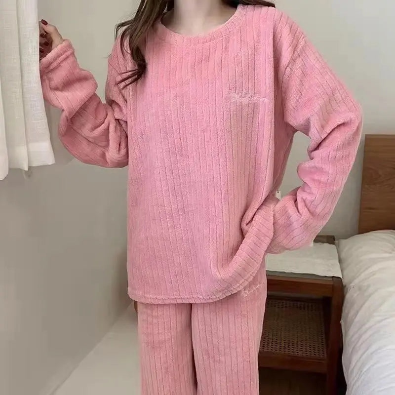 Home-wear Suit Coral Velvet Leisure Pajamas Padded