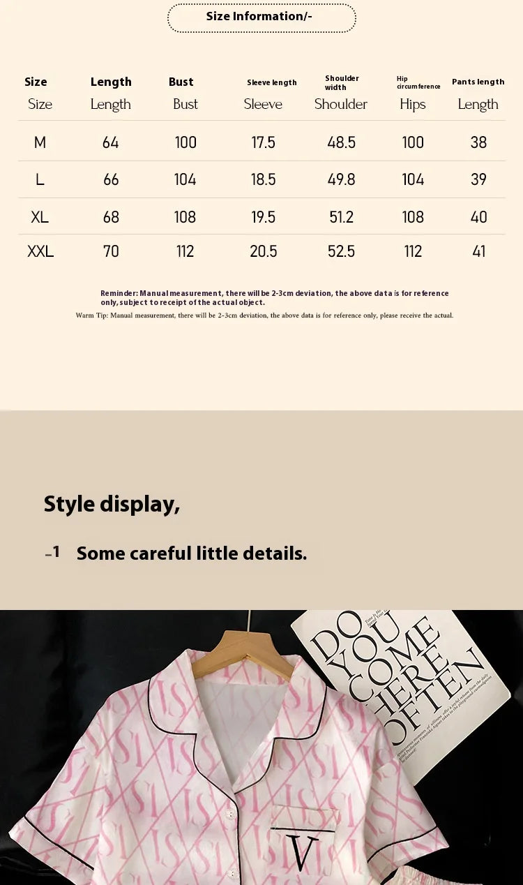 VS Short-Sleeved Shorts Pajamas Silk Pajamas Two-Piece Set