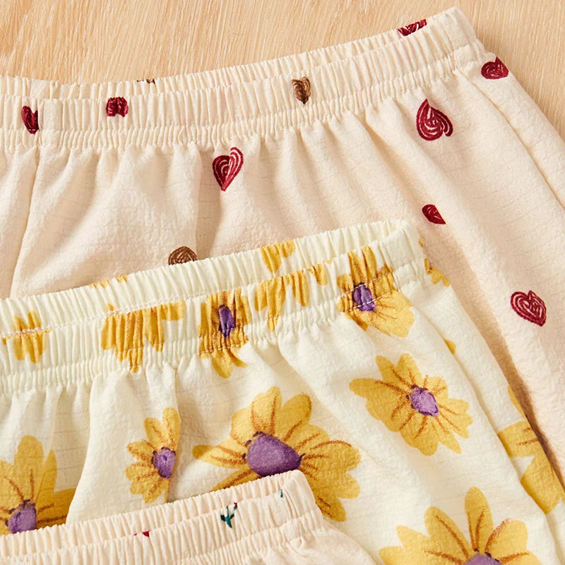 3 Piece Graphic Shorts Soft Comfort Bottoms Casual Sleepwear Loungewear
