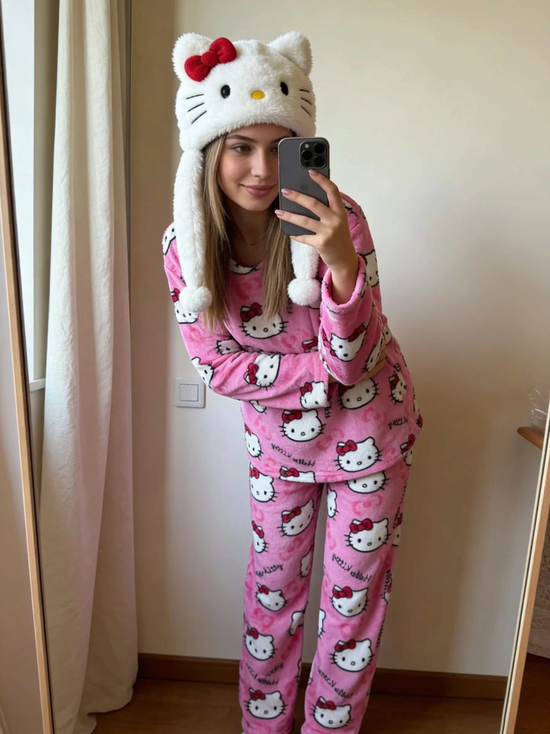 Pink Hello Kitty Flannel Lounge Set