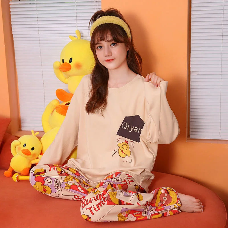 Two-Piece Long Sleeve Casual Ladies Loungewear Set