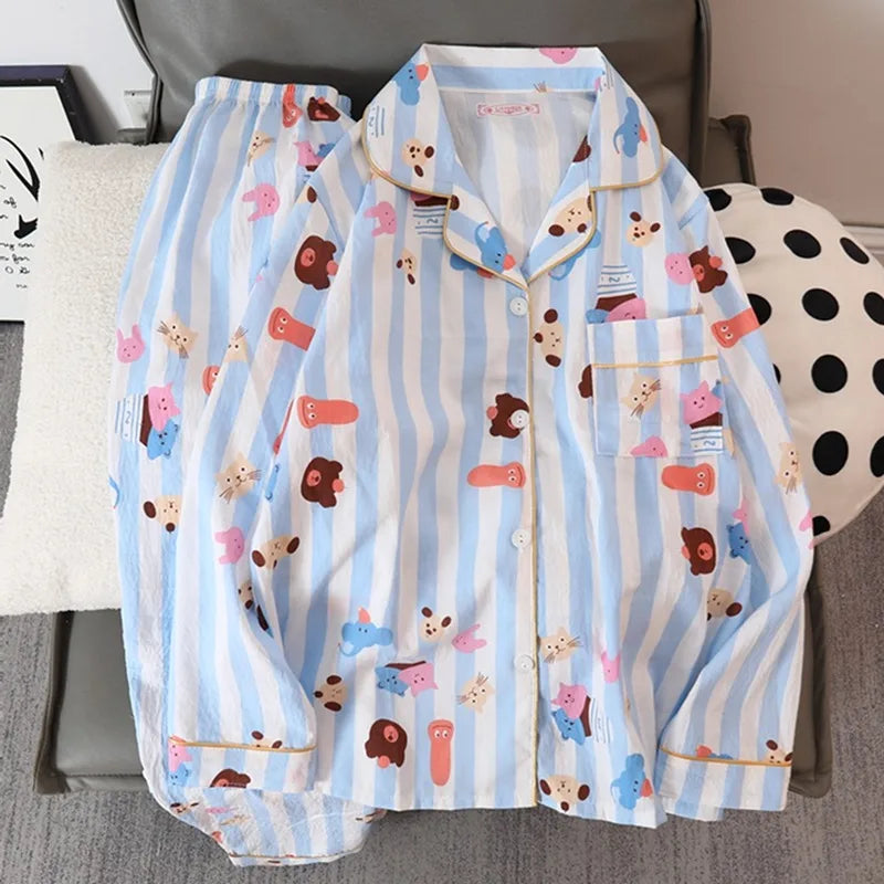 Sweet Cartoon Print Harajuku Style Cute Fashion Two-piece Set