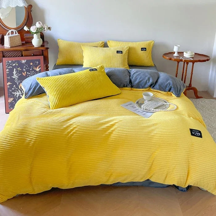 Thick Solid Color Velvet Duvet Cover Warmth Comforter Cover Double Soft Quilt Cover