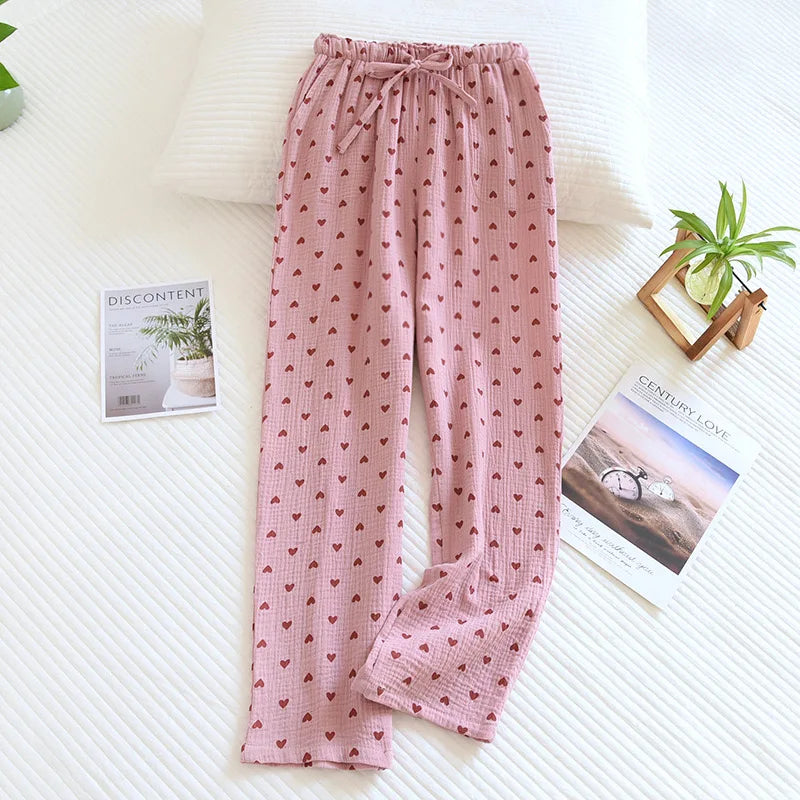 Cotton 100% Love Print Bottoms Sleepwear