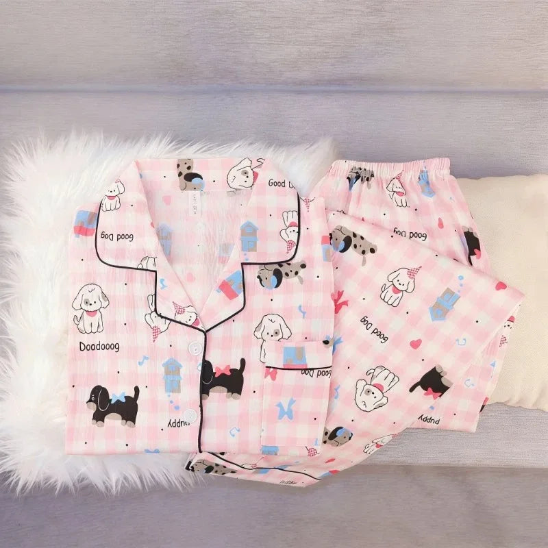 Cute Dachshund Dog Print Pajamas Set