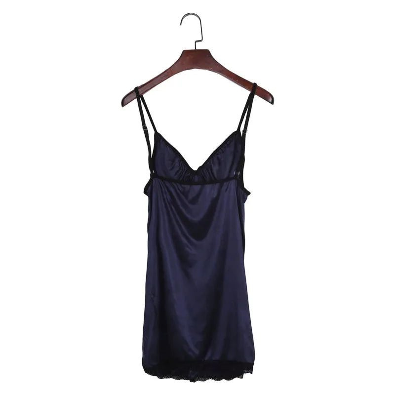 Sexy Silk Satin Nightwear Slip Dress Sleeveless